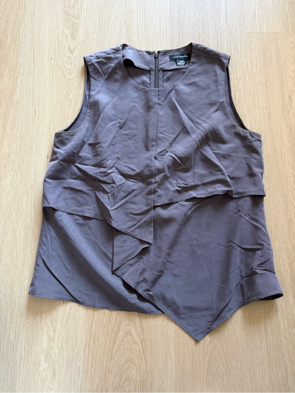 Club Monaco Sleeveless Layered Asymmetrical Top - Taupe